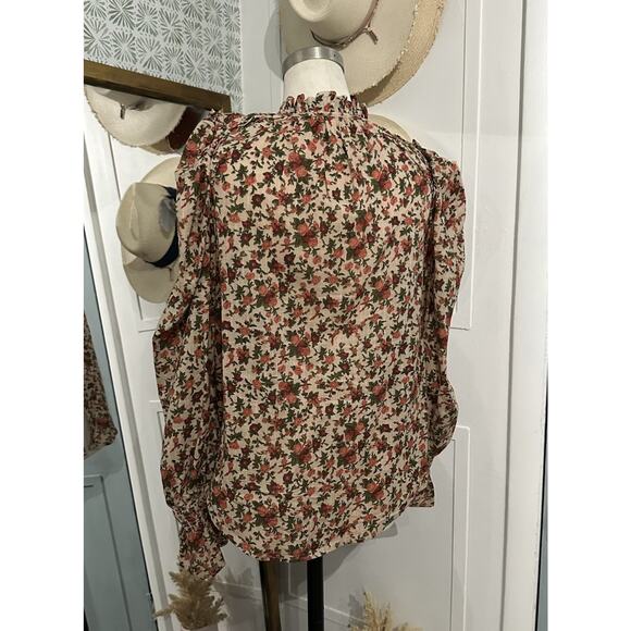 Free People Top Meant To Be Floral Cotton Blouse Long Sleeve Size XS - Picture 9 of 12